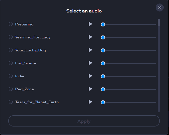 select an existing audio track