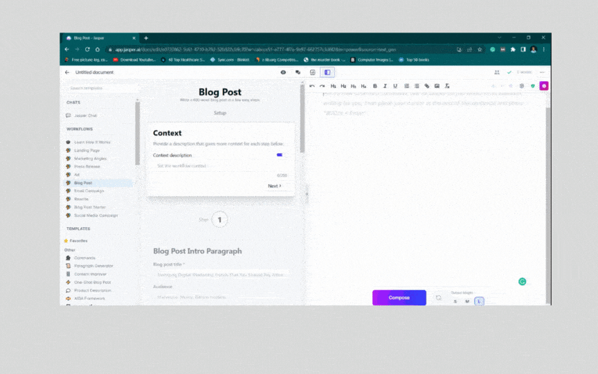 Compose blogpost in Jasper boss mode