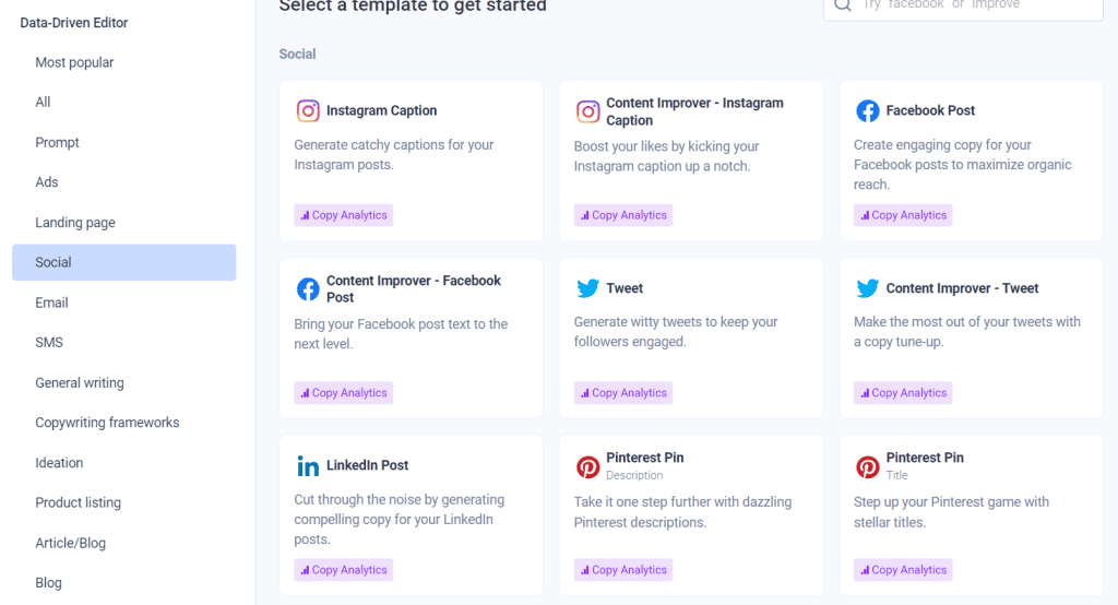 Anyword social media tools