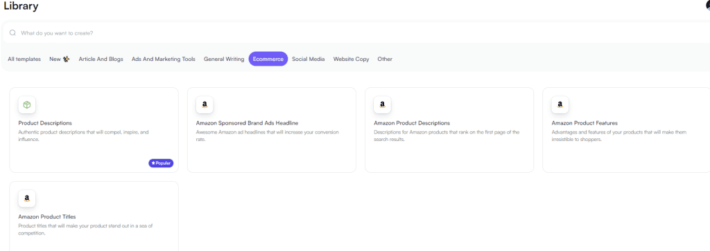Writesonic ecommerce templates