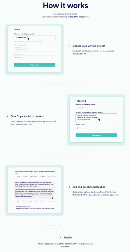 generate social media copies using copy ai