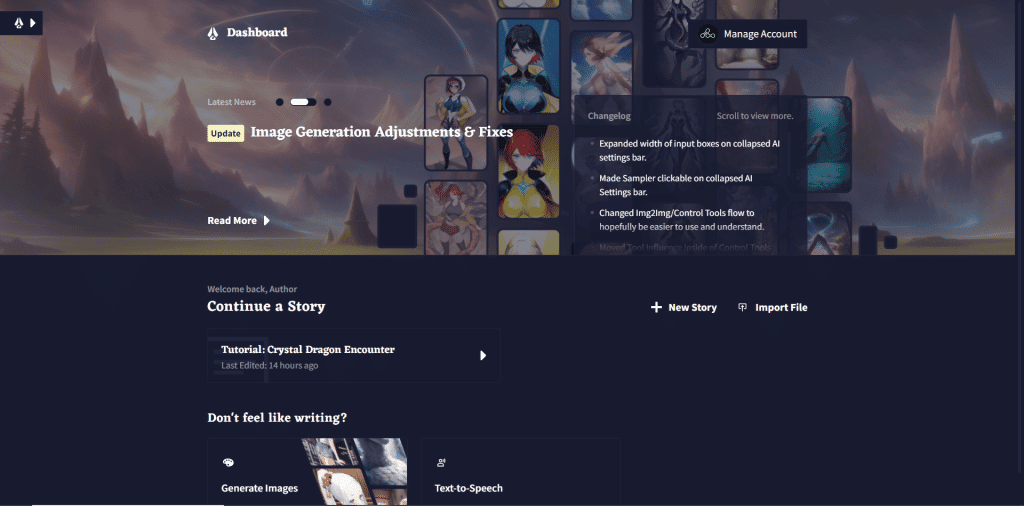 NovelAI dashboard