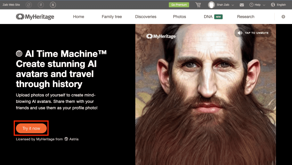 try myheritage ai